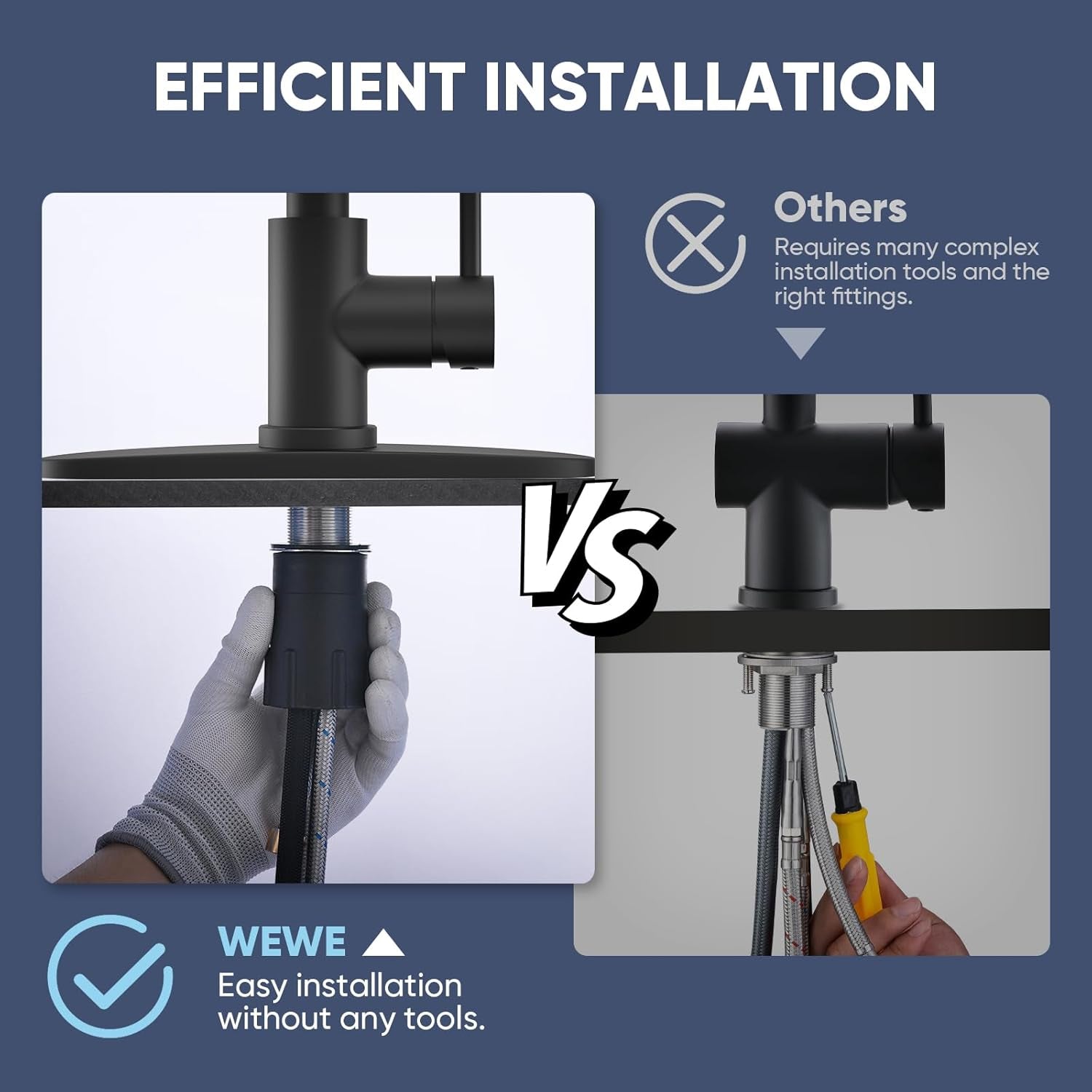 Stainless Steel Kitchen Faucet with Pull-Down Sprayer, Matte Black Finish